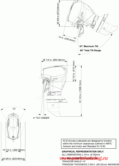   Evinrude E50DPLSEE  - ofile Drawing / ofile Drawing
