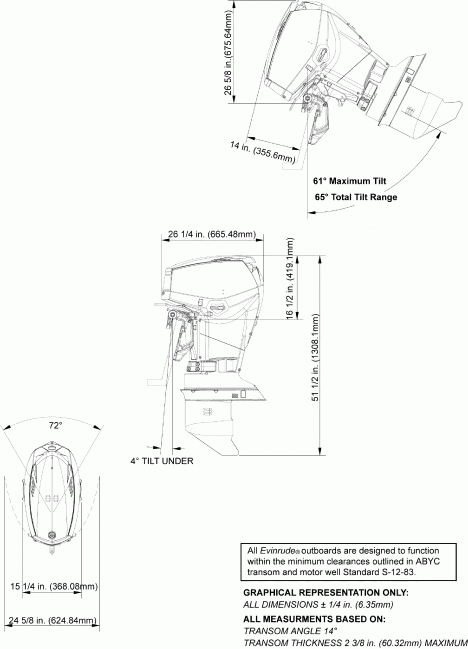    Evinrude E60DPLSEE  - ofile Drawing