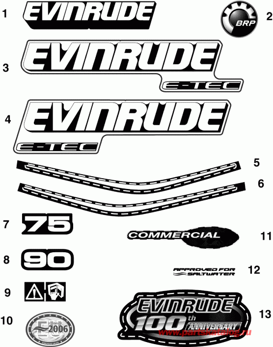 Evinrude E75DPLSEE  - cals