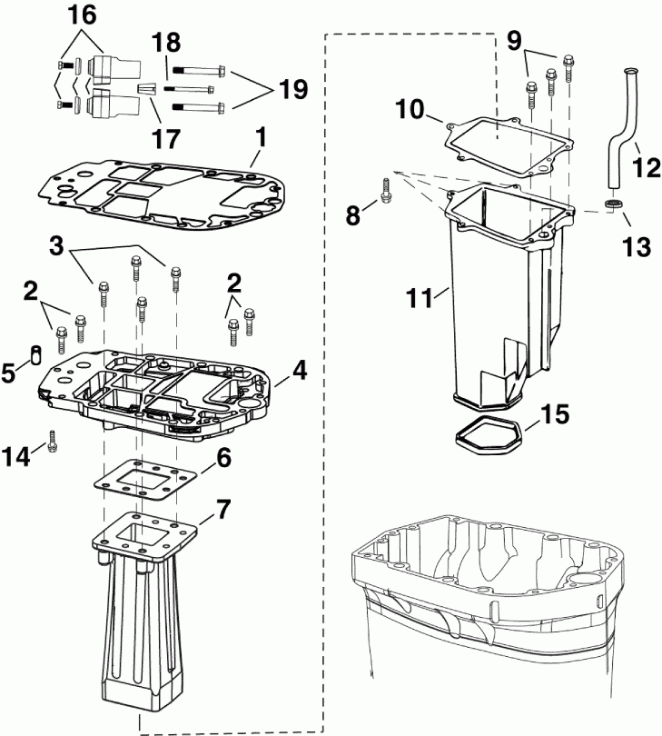 ��������� EVINRUDE E90DMXSES  - haust Adapter / Inner Housing / haust Adapter / ������������ ������� ���-������