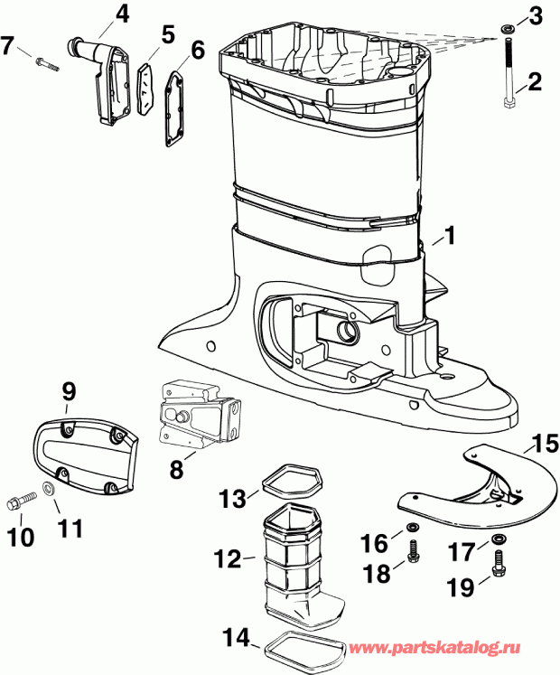 ��������� ��������� Evinrude E90DPLSEE  - haust ������ - haust Housing