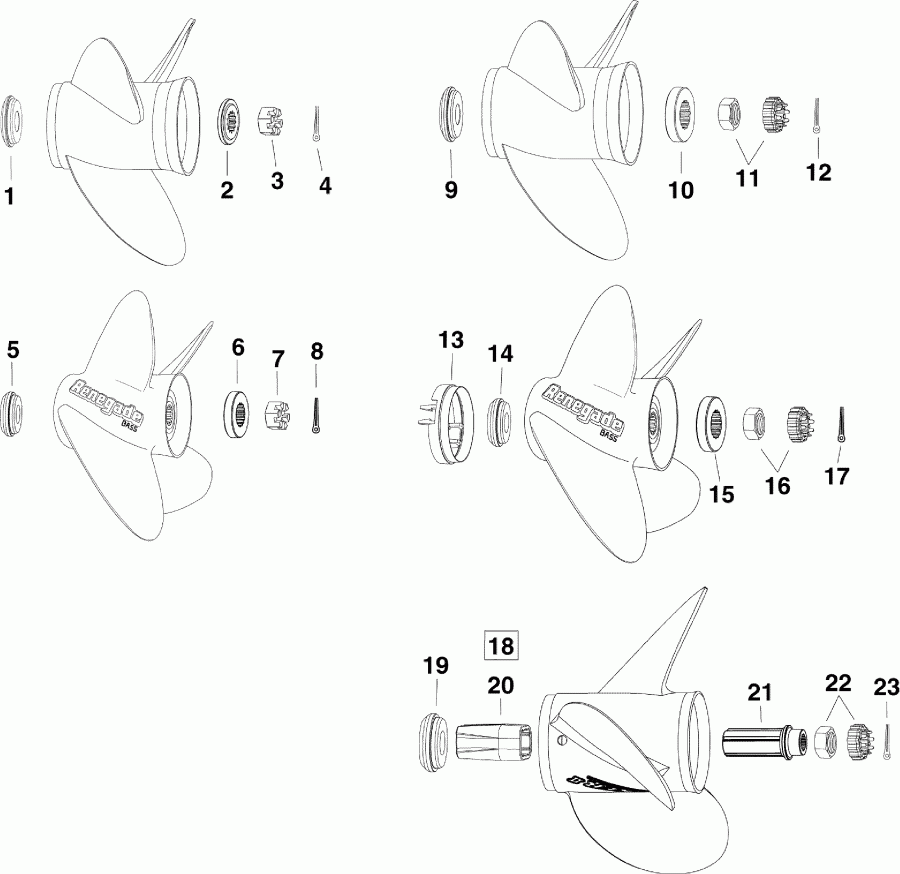 ��������� �������� ����� EVINRUDE E130DSLISC  - opeller Hardware
