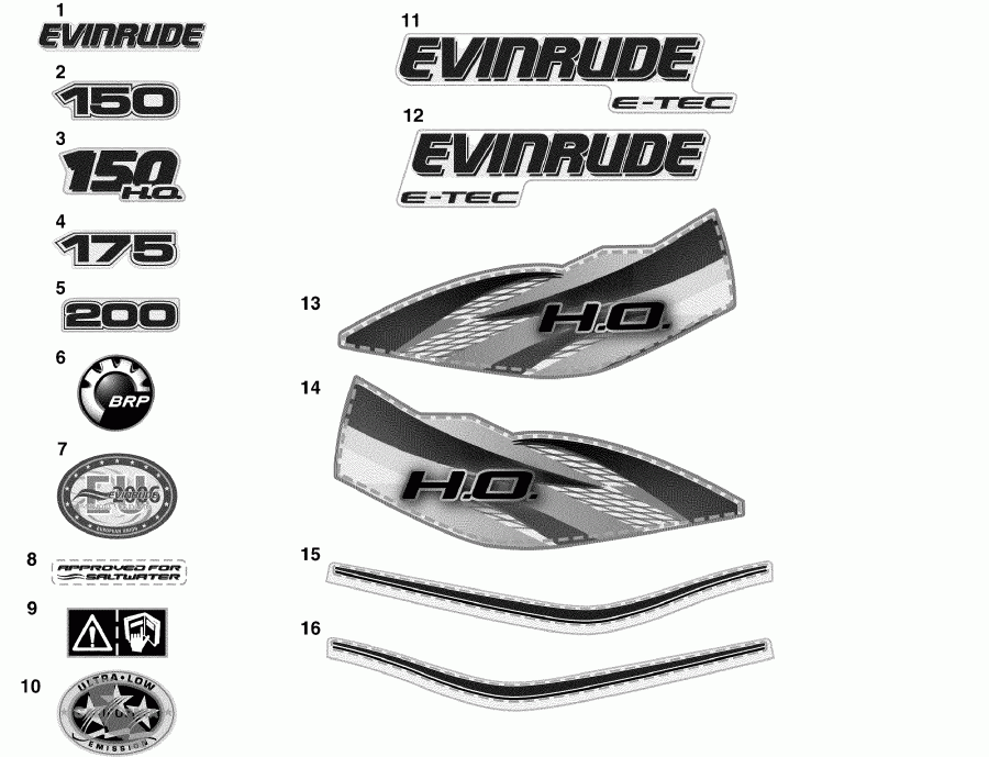   Evinrude E175DPXISM  - cals