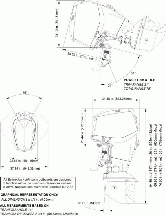  Evinrude E225DHXISF  - ofile Drawing / ofile Drawing