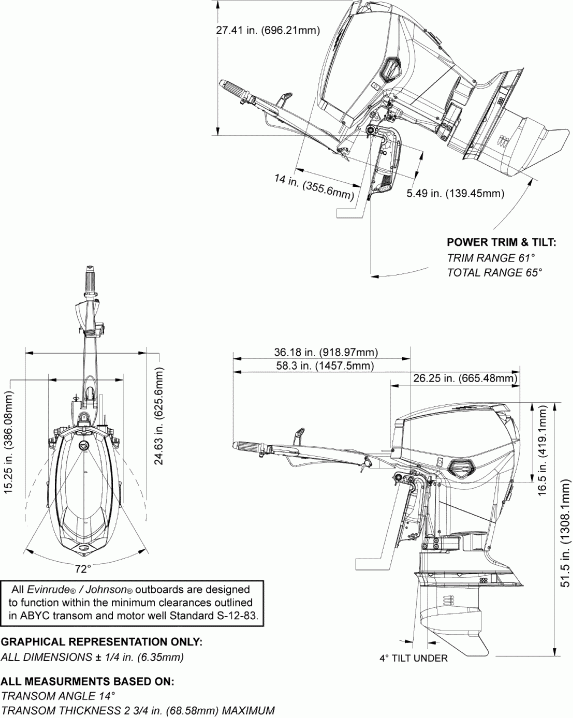 ��������� �������� ����� Evinrude E50DTLISR  - ofile Drawing - ofile Drawing