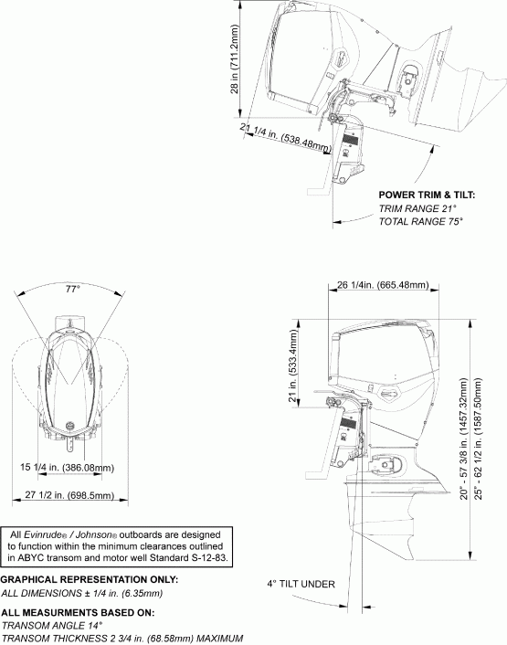 ��������� ����� EVINRUDE E90DSLISF  - ofile Drawing - ofile Drawing