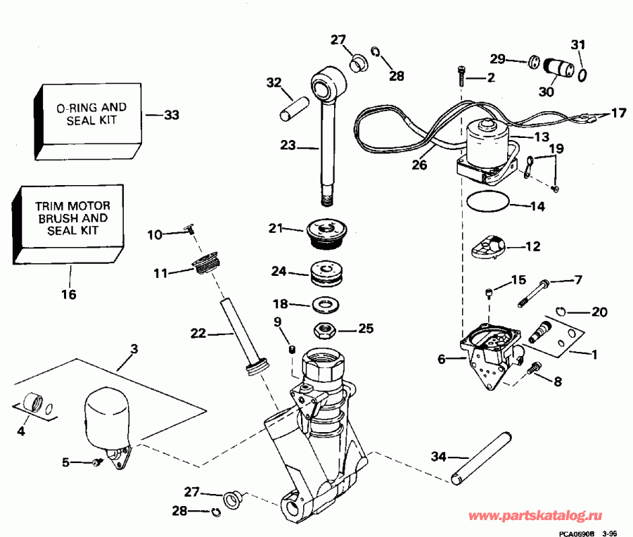   EVINRUDE E130CXAOR 1995  - wer Trim / tilt Hydraulic Assembly - wer Trim/tilt Hydraulic Assembly