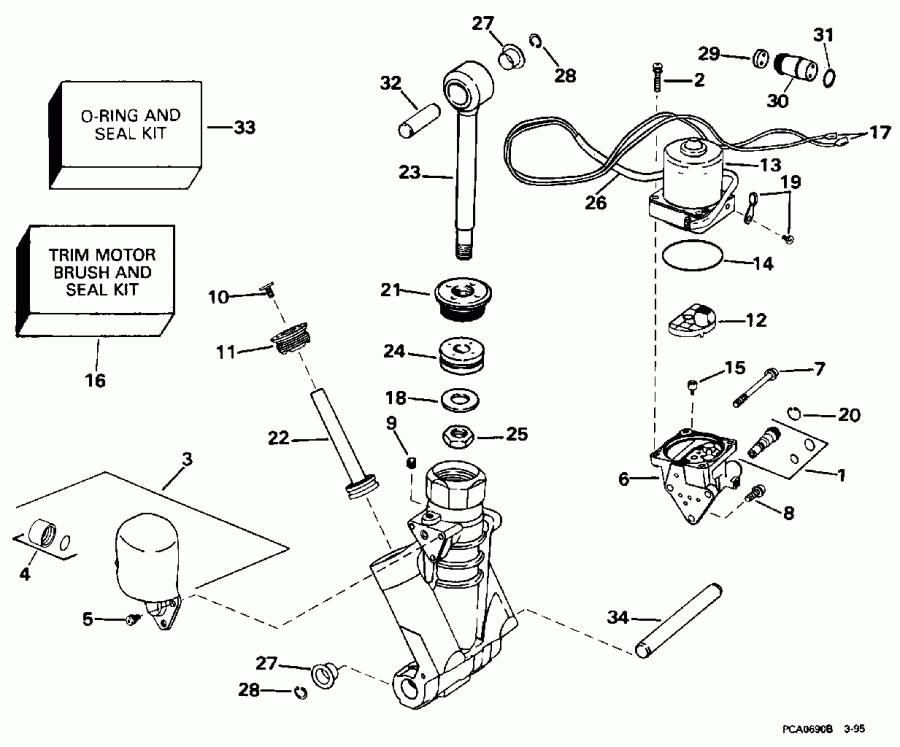 �������� ��������� ����� ������� E150GLEOM 1995  - wer Trim/tilt Hydraulic Assembly - wer Trim / tilt Hydraulic Assembly