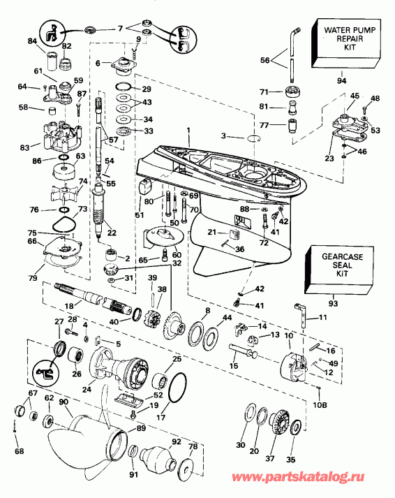 ��������� ��������� EVINRUDE E200CZEOC 1995  - �������� Rotation - 25 ���� & 30 ���� Models - Standard Rotation - 25 In. & 30 In. Models
