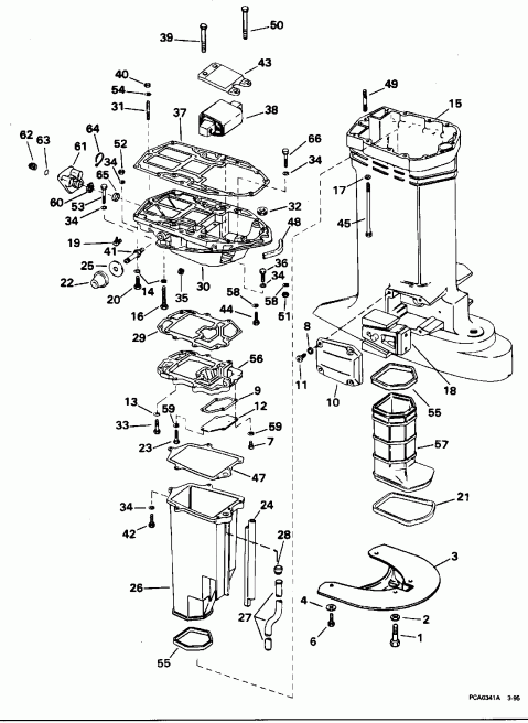 ����� EVINRUDE E225TZEOB 1995  - haust ������ - haust Housing