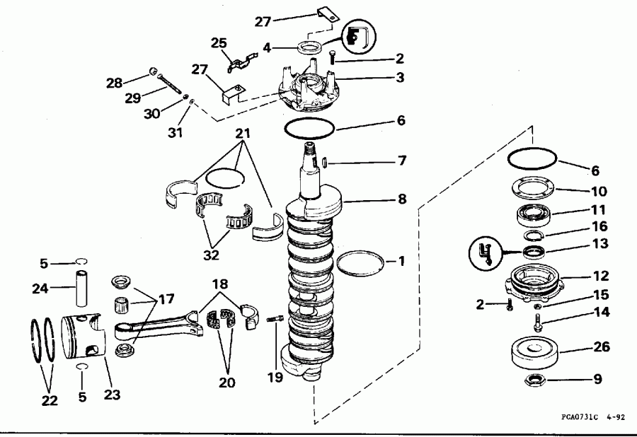   Evinrude E300PXEOR 1995  - ank &  - ankshaft & Piston