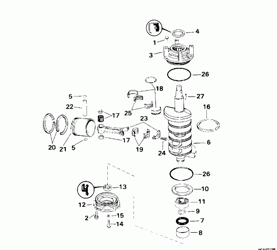 �������� ����� Evinrude BE115TLEDA 1996  - ankshaft & Piston