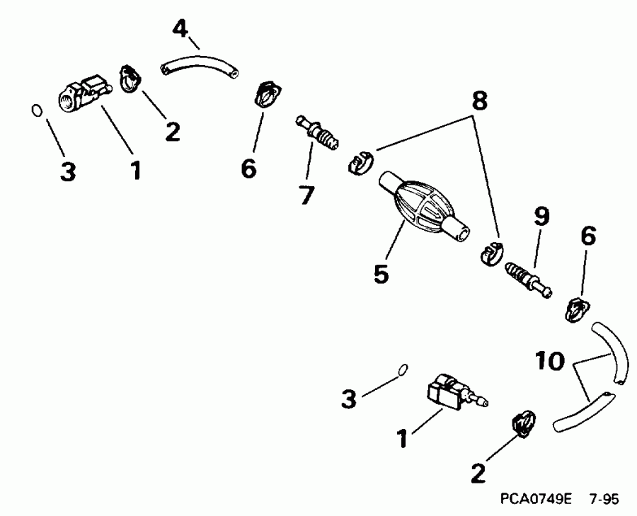�������� ��������� ����� Evinrude BE25EREDC 1996  - el ����� ��������� ����� 5 / 16 ���� I.d. / el Hose Primer Bulb 5/16 In. I.d.