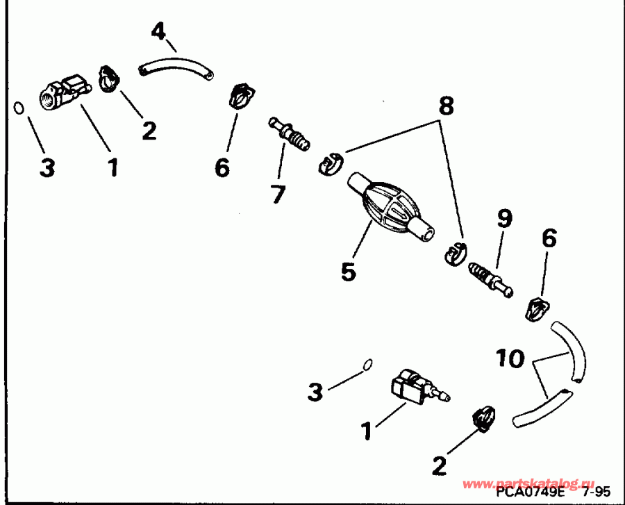 ��������� ��������� Evinrude BE30BALEDE 1996  - el ����� ��������� ����� 5 / 16 ���� I.d. - el Hose Primer Bulb 5/16 In. I.d.