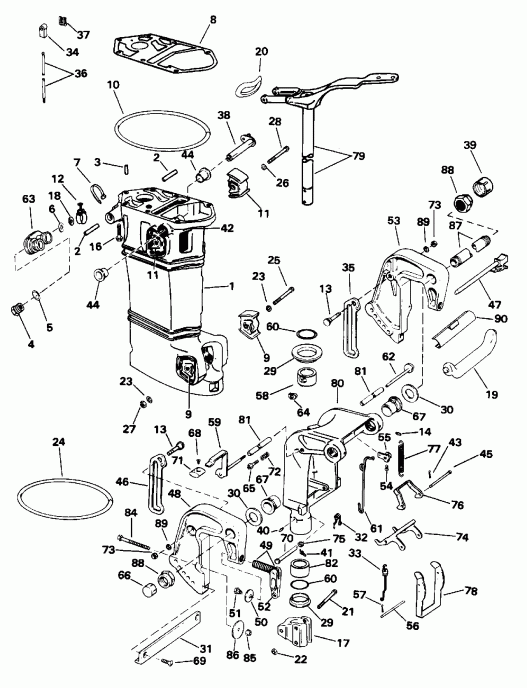 ��������� �������� ����� EVINRUDE BE35QLEDC 1996  - ������ Tilt - Manual Tilt
