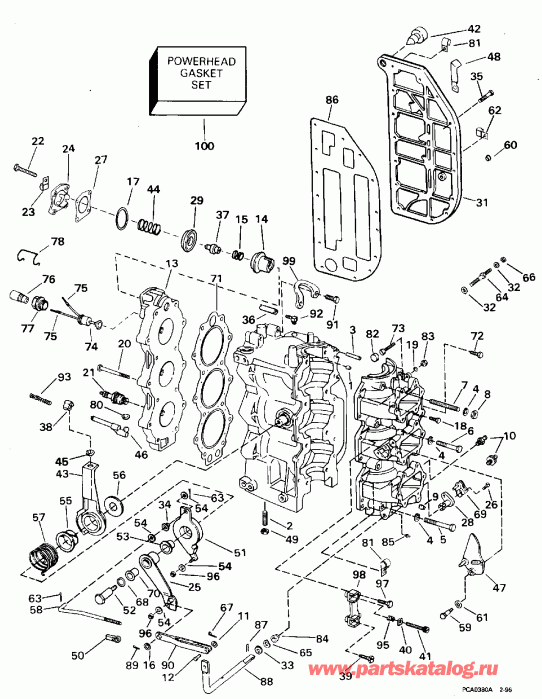    EVINRUDE BE60ELEDR 1996  - linder & Crankcase