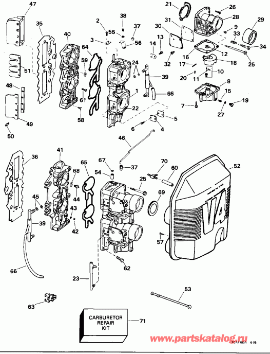 ��������� ������� E115GLEDR 1996  - rburetor & �������� ��������� - rburetor & Intake Manifold