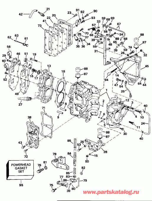 ����� Evinrude E20CRLEDA 1996  - linder & ������ ��������� / linder & Crankcase