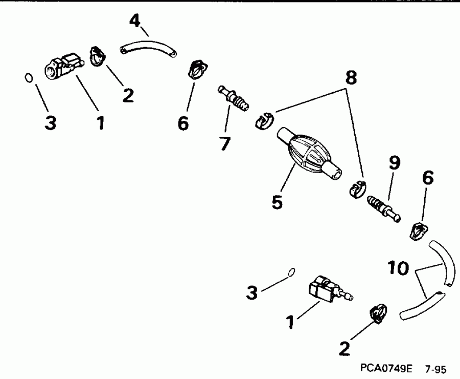 ��������� Evinrude E25RWLEDC 1996  - el ����� ��������� ����� 5 / 16 ���� I.d. - el Hose Primer Bulb 5/16 In. I.d.
