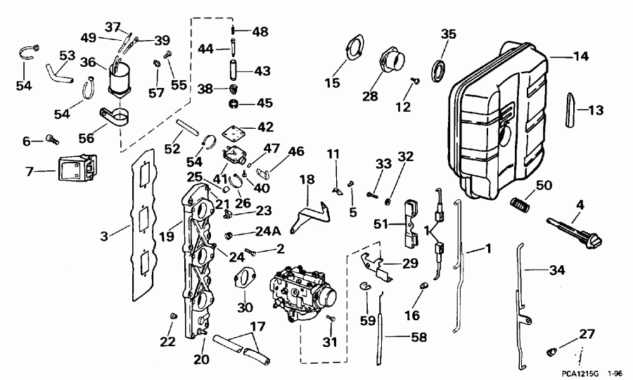    Evinrude E35QLEDC 1996  - take  - take Manifold