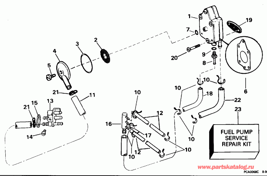 ��������� EVINRUDE E40ELEDS 1996  - el Pump & Filter / el ����� & ������