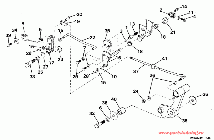 ����� EVINRUDE E40TLEDS 1996  - ift & ����������� ��������age (continued) - ift & Throttle Linkage (continued)