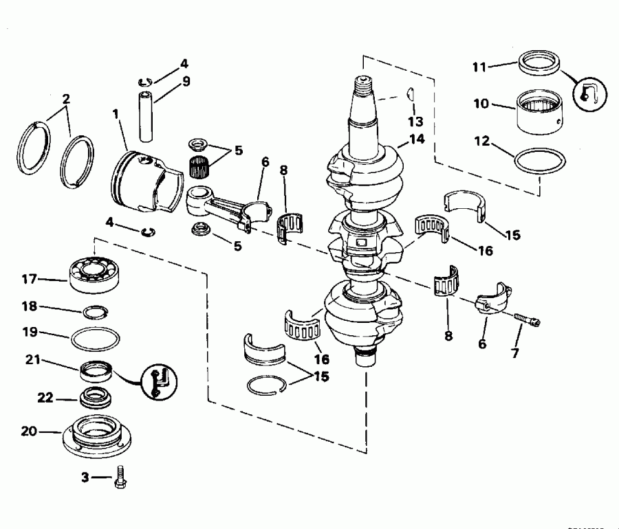 �������� ����� ������� E50ELED 1996  - ankshaft & Piston - ank��� & �������