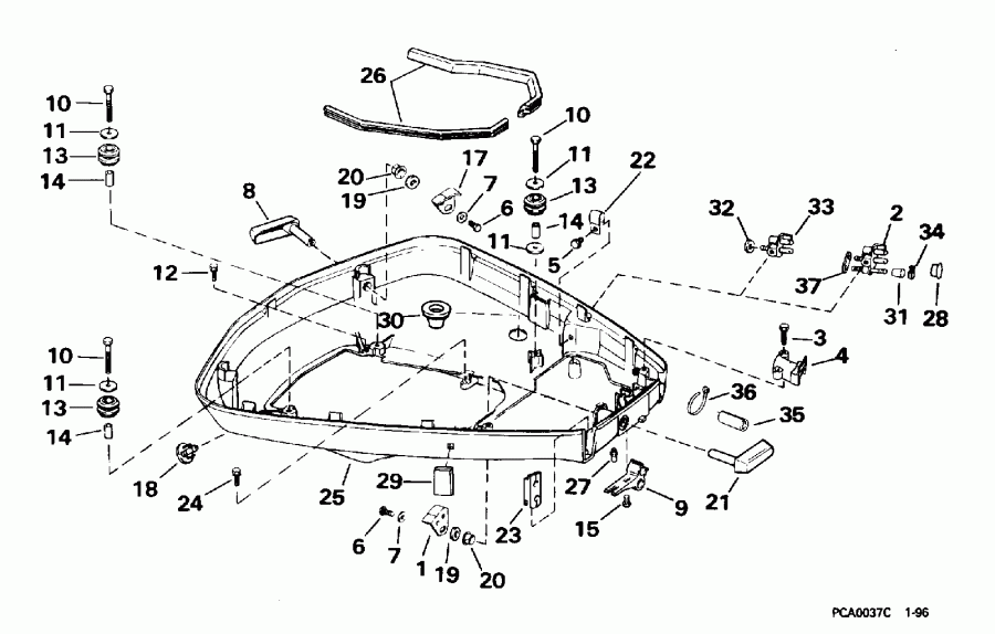 ��������� ����� EVINRUDE E90TLEDA 1996  - wer Engine Cover / wer ������ ��������� (�����)