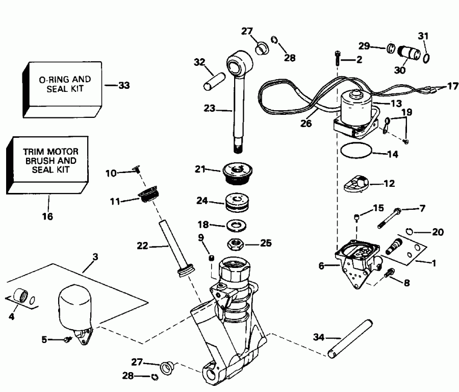 ��������� ��������� Evinrude HE130CXADA 1996  - wer Trim/tilt Hydraulic Assembly / wer Trim / tilt Hydraulic Assembly