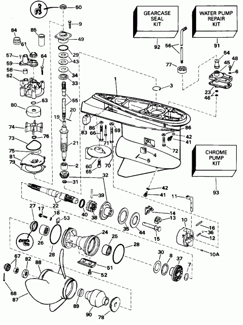 Evinrude HE130TXADA 1996  - 130tl & 130tx  Rotation - 130tl & 130tx Standard Rotation