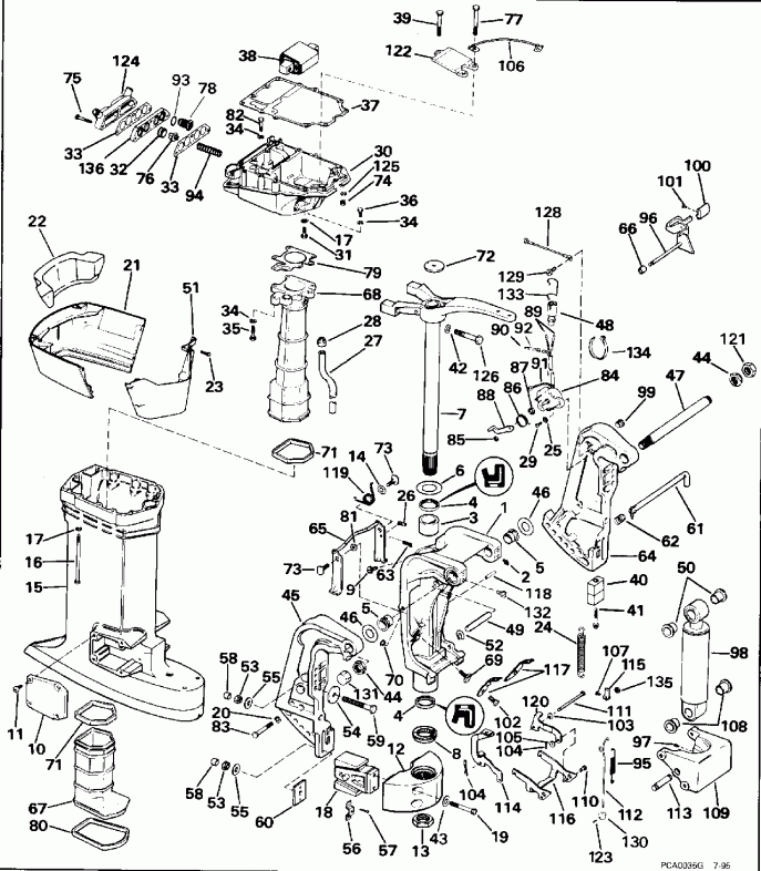 ��������� ��������� Evinrude SE100WTPLM 1996  - dsection