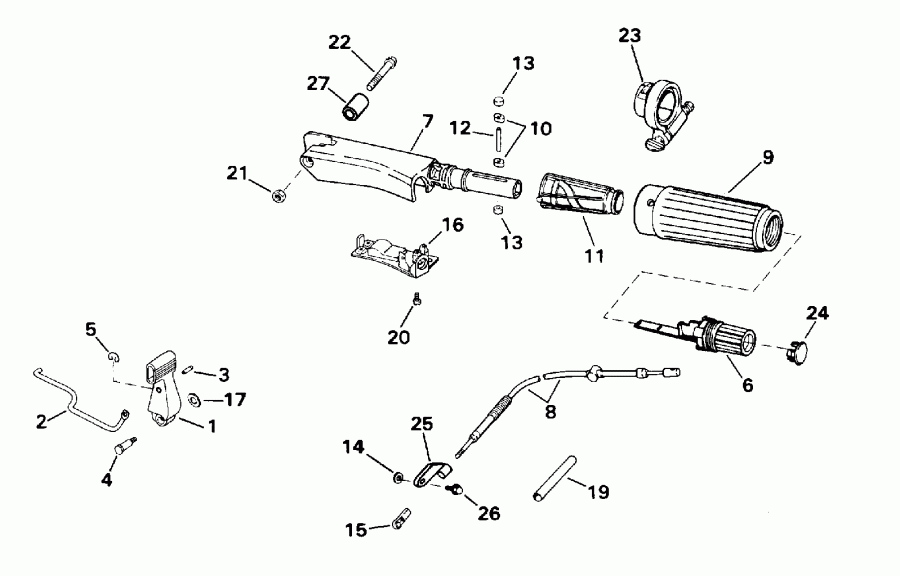 ����� EVINRUDE SE15RPG 1996  - ee������ & ������������� Handle / eering & Shift Handle