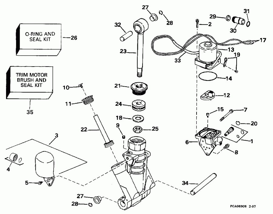 ��������� ��������� EVINRUDE BE130TLEUB 1997  - wer Trim/tilt Hydraulic Assembly