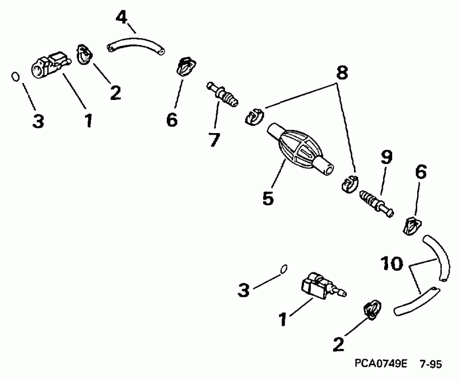 ��������� Evinrude BE15FRELUA 1997  - el ����� & ��������� ����� 5 / 16 ���� I.d.
