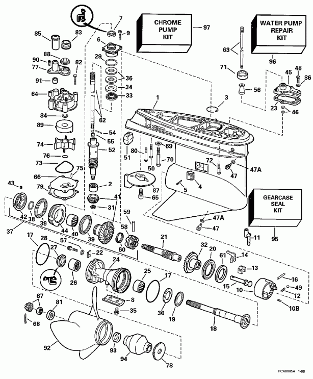 �������� ��������� ����� Evinrude BE175EXEUC 1997  - Counter-rotation - Counter-rotation