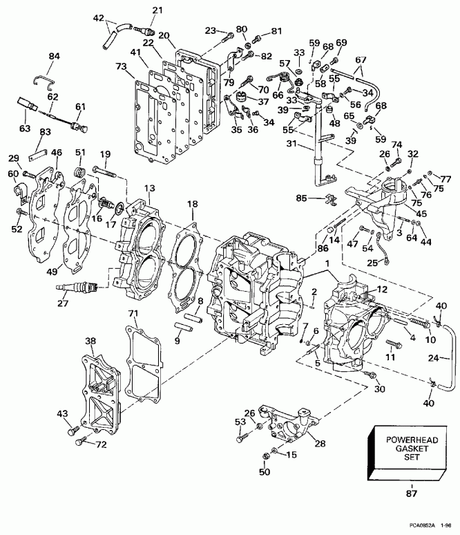 ��������� ����� Evinrude BE20SELEUM 1997  - linder & ������ ��������� - linder & Crankcase