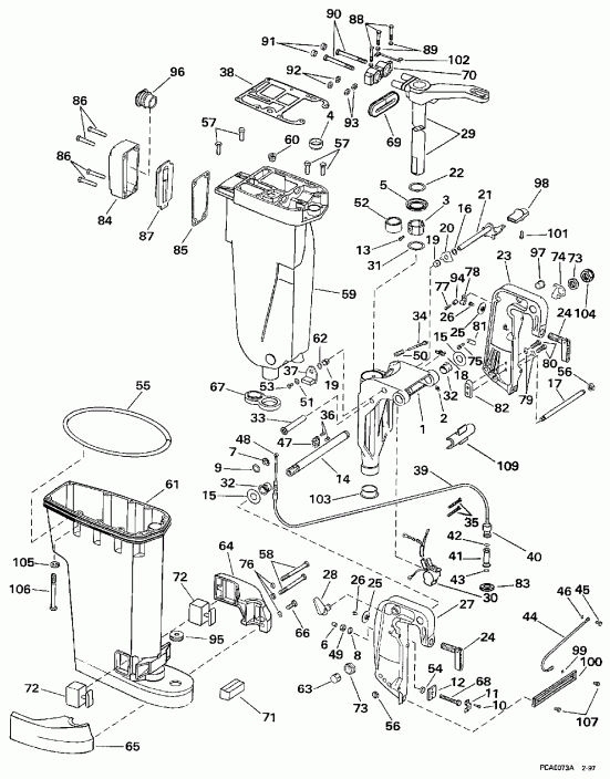 ��������� Evinrude BE50TLEUC 1997  - haust Housing & Stern & Swivel Bracket