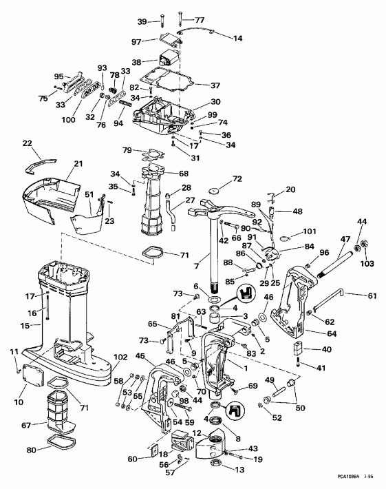 ��������� EVINRUDE E115TSLEUA 1997  - dsection - dsection