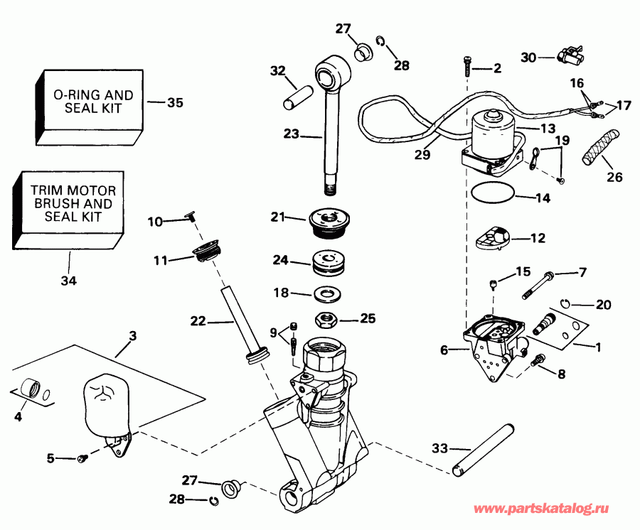 �������� ��������� ����� Evinrude E150PLEUC 1997  - wer Trim / tilt Hydraulic Assembly / wer Trim/tilt Hydraulic Assembly