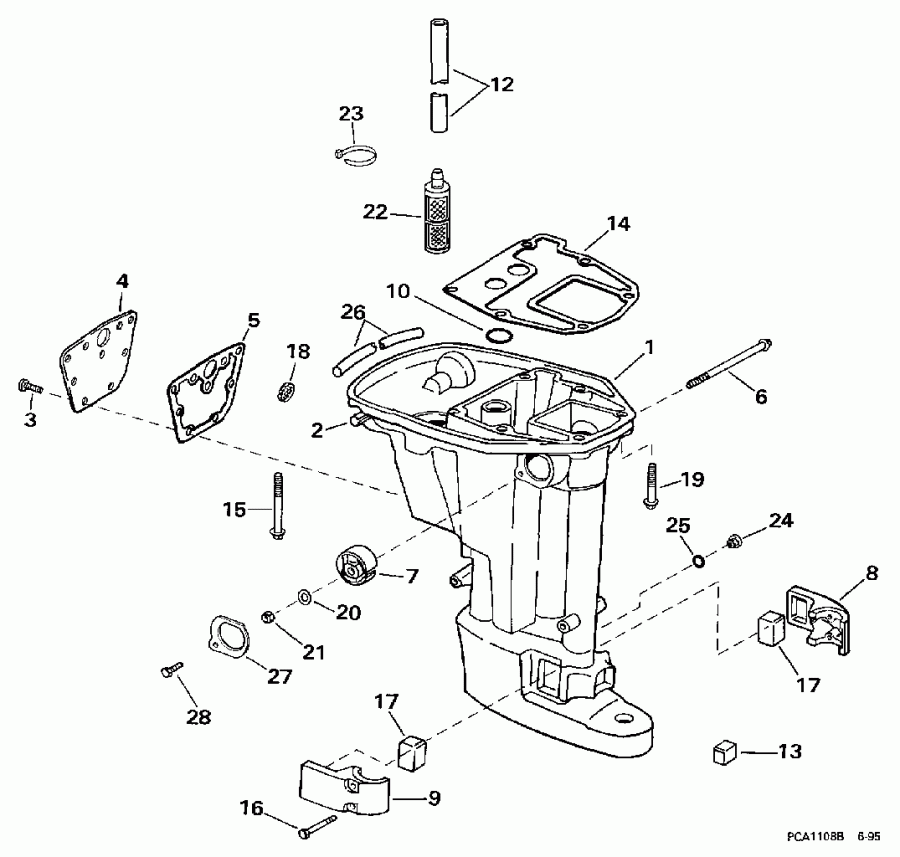 ��������� �������� ����� EVINRUDE E15FKEUA 1997  - haust Housing