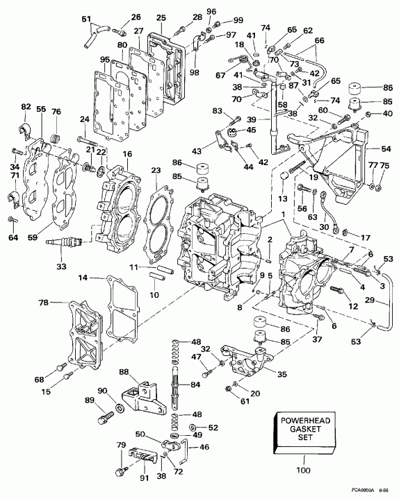 ��������� ��������� EVINRUDE E25RWLEUR 1997  - linder & ������ ��������� - linder & Crankcase