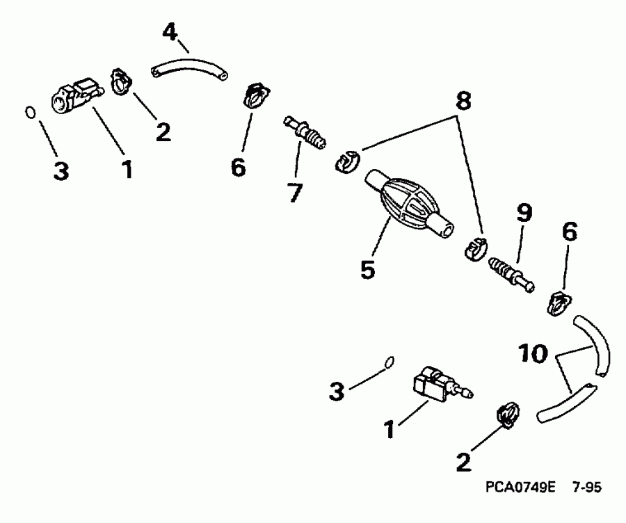 ��������� ����� Evinrude E25RWLEUR 1997  - el Hose & Primer Bulb 5/16 In. I.d. / el ����� & ��������� ����� 5 / 16 ���� I.d.