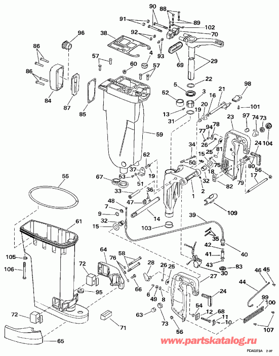 ��������� Evinrude E50JEUC 1997  - haust Housing & Stern & Swivel Bracket