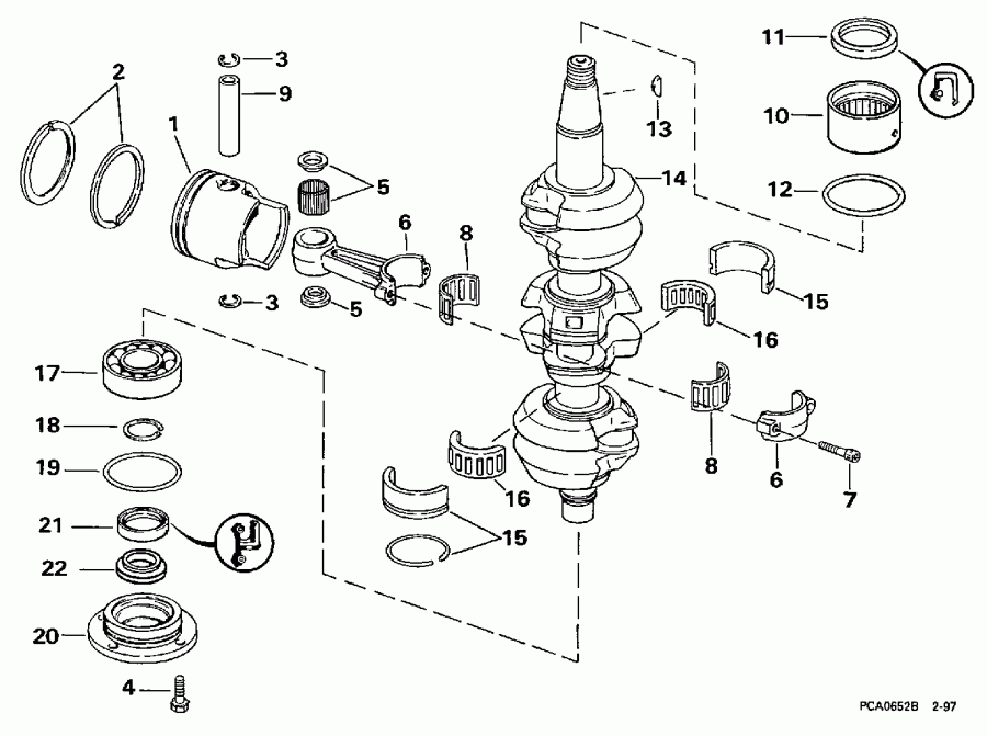 ��������� ����� EVINRUDE E60TTLEUA 1997  - ankshaft & Piston - ank��� & �������