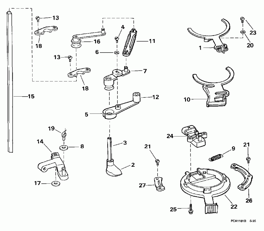 ��������� ����� Evinrude E90SLEUA 1997  - rottle Linkage