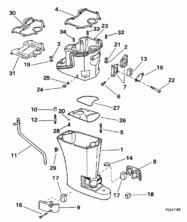 ��������� ��������� Evinrude HE10FOLEUR 1997  - haust ������ / haust Housing