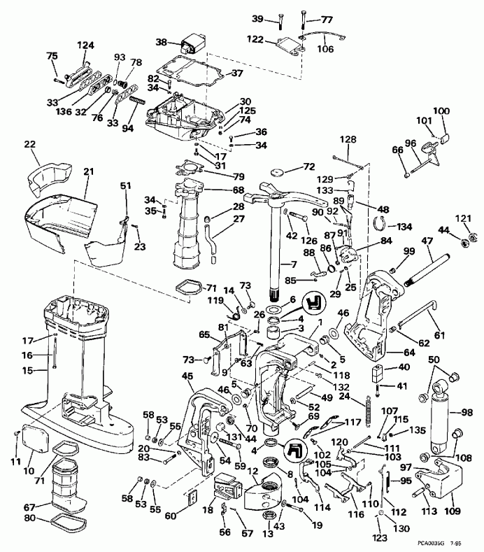 ��������� EVINRUDE SE100WMPLZ 1997  - dsection - dsection