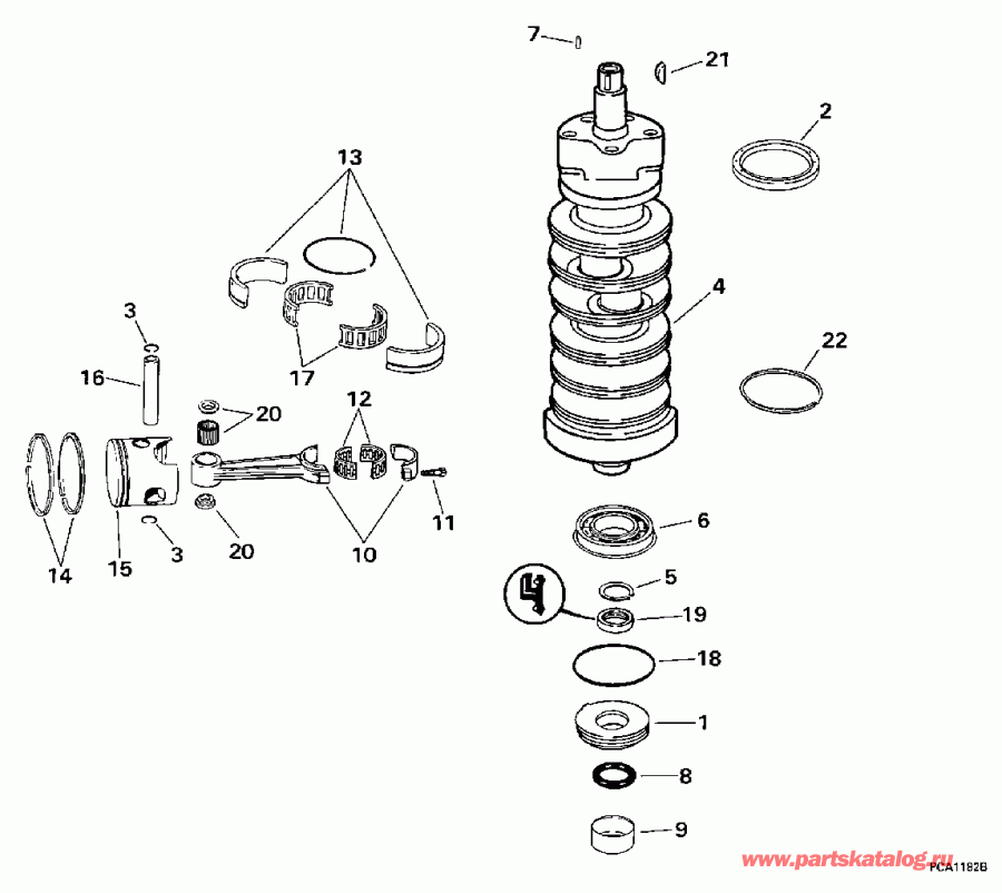 ����� Evinrude SE105RWYP 1997  - ank��� & ������� - ankshaft & Piston