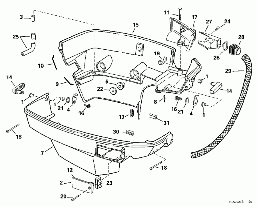 ��������� Evinrude SE150WTPXT4 1997  - wer ������ ��������� (�����) / wer Engine Cover