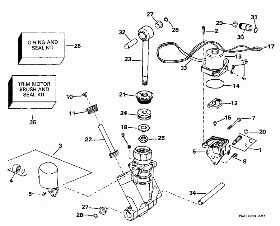 �������� ��������� ����� Evinrude SE150WTPXT 1997  - wer Trim / tilt Hydraulic Assembly